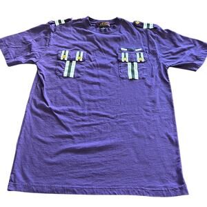 Atti Mens Purple Knit Shirt with Pockets and Epaulettes Y2K